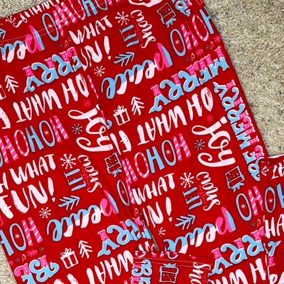 Merry Christmas Santa HoHo Holiday High Waist Red Leggings Small / Medium 4 - 10 - Picture 10 of 11